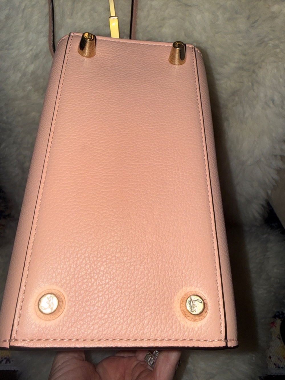 Christian Louboutin Pink Paloma Small Tote with Tan Leather Handles - Picture 7 of 10